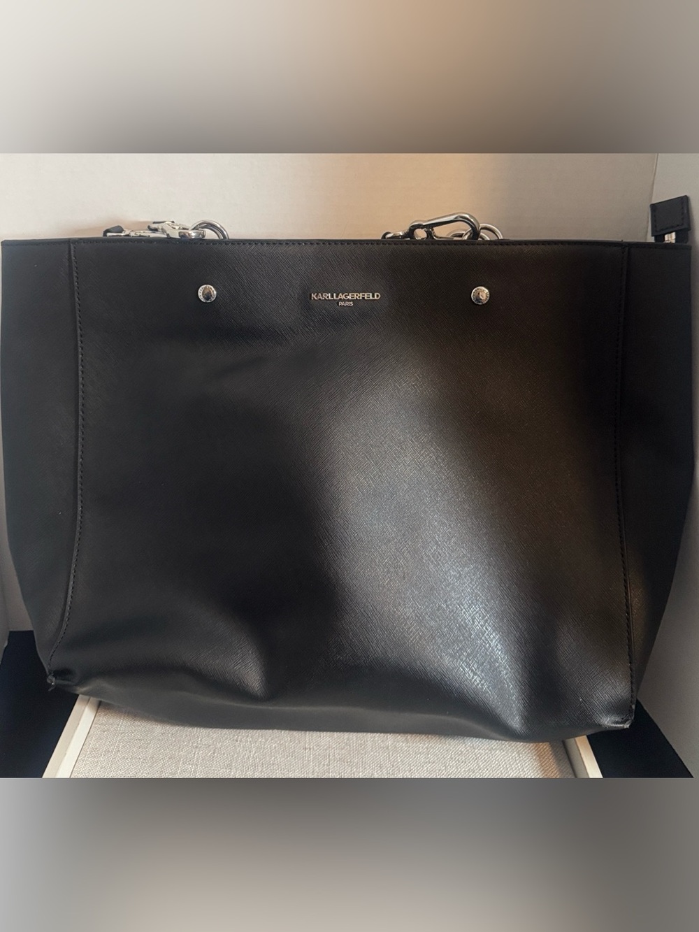 Karl Lagerfield Paris Black Zipper Tote Satchel